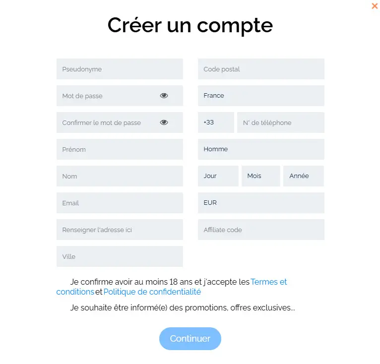 Processus d'inscription Cashed Casino